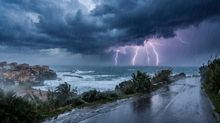 notte maltempo fulmini calabria sicilia nubifragi