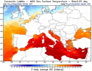temperatura mediterraneo 1 ottobre 2026