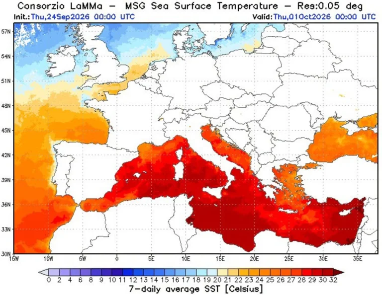 temperatura mediterraneo 1 ottobre 2026