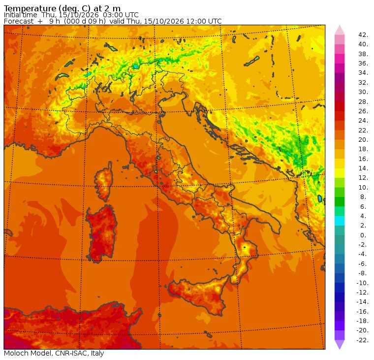 temperature massime 15 ottobre