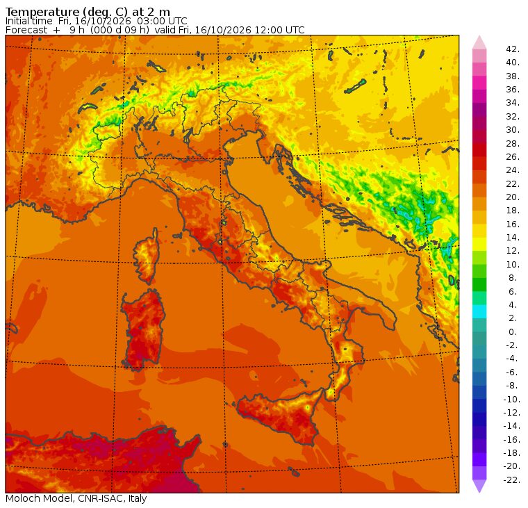 temperature massime 16 ottobre