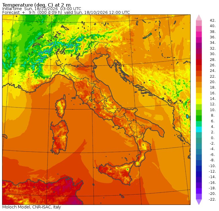 temperature massime 18 ottobre