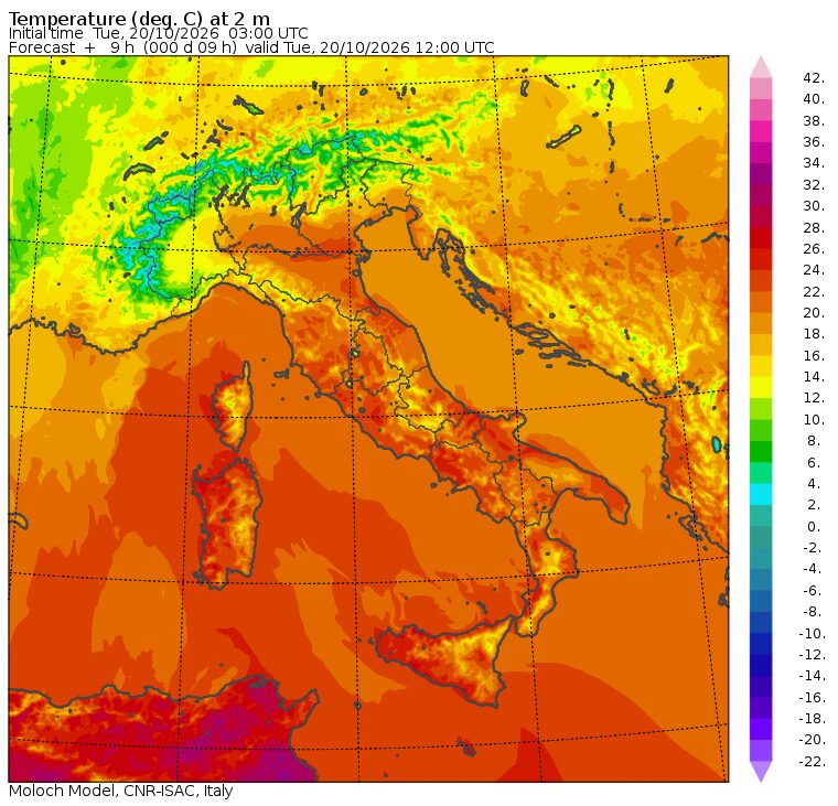 temperature massime 20 ottobre