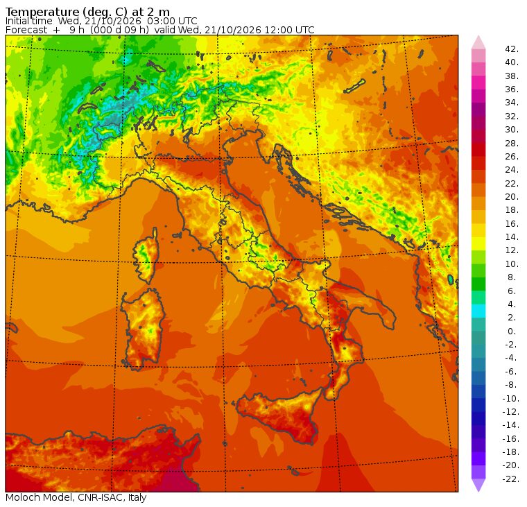 temperature massime 21 ottobre