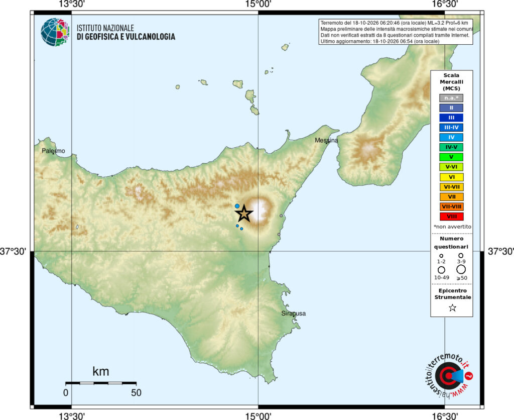 terremoto etna bronte