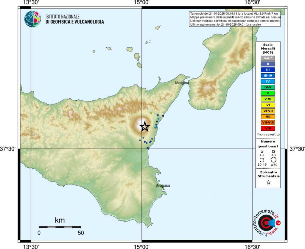terremoto etna catania milo